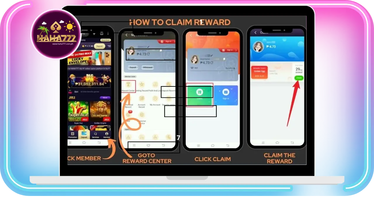 How to claim reward bonus download app haha777